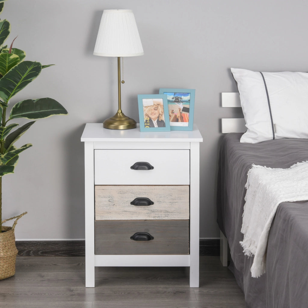 Comodino con 3 cassetti ¨C Minimal ¨C Bianco 50x38x65 cm