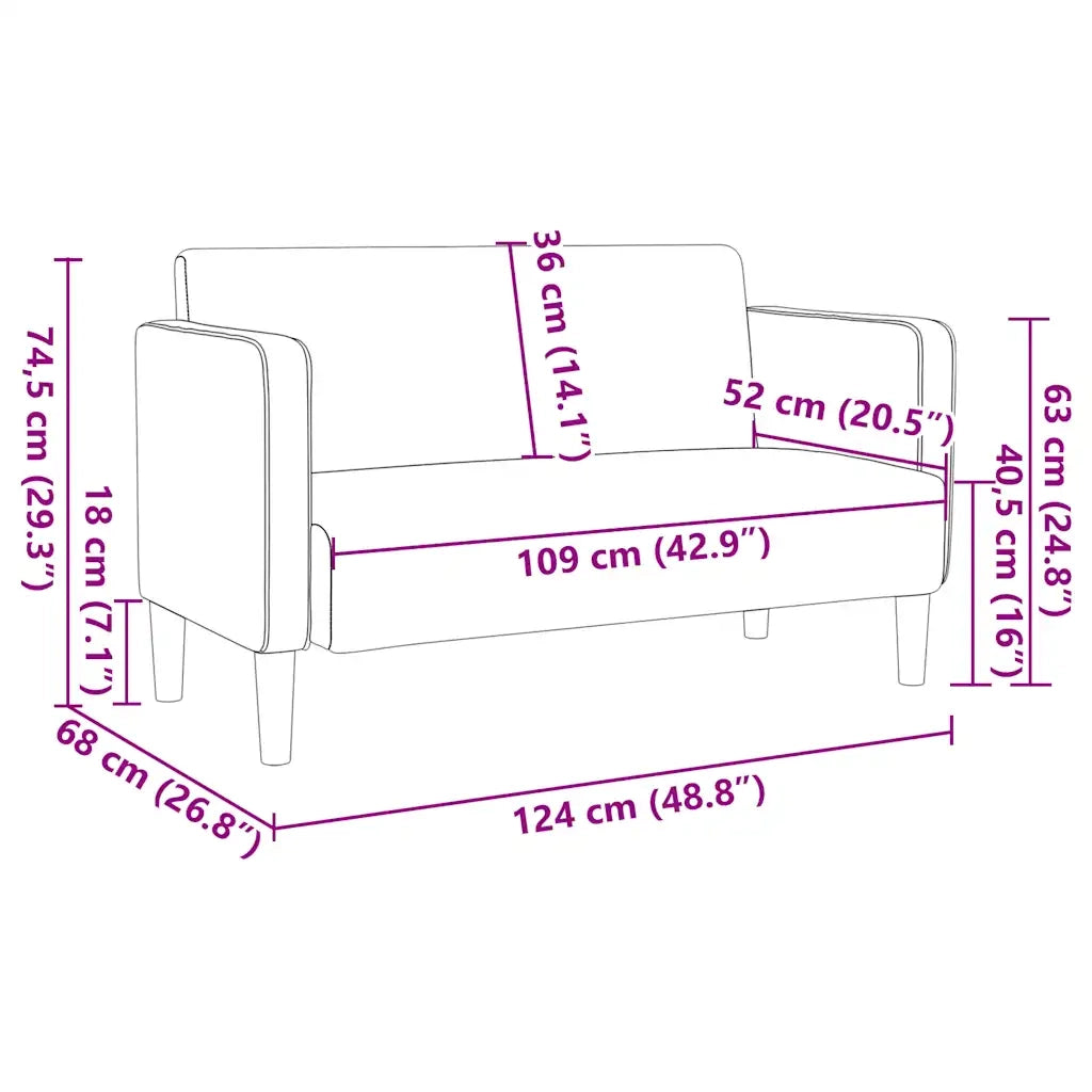 Divano Divanetto-Sofa Giallo Chiaro 109cm Tessuto di Velluto a Coste