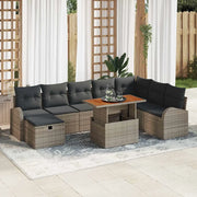 Set Divano da Giardino 9 pcs Grigio polyrattan 3361314