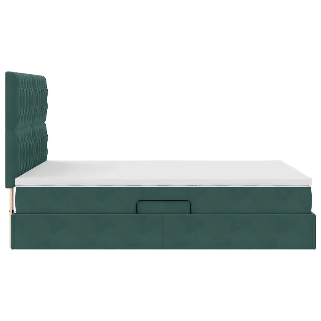 Letto con contenitore e materasso Verde Scuro 140 x 200 cm 3372096