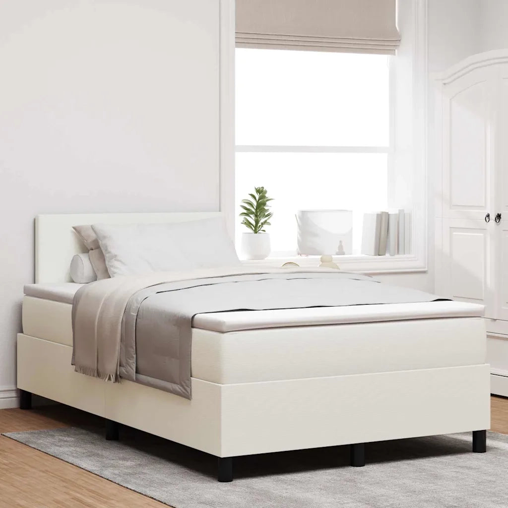 Letto a molle Crema e Bianco 120 x 190 cm Tessuto in Cords 3337505