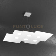 PLATE SOSPENSIONE 6+2 LUCI BIEMISSIONE BIANCO 1129-S6 R+2-BI