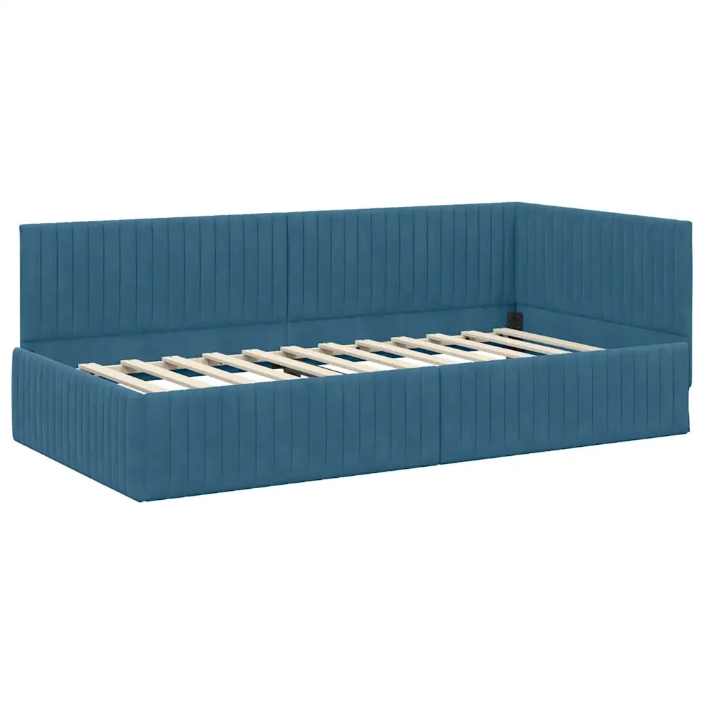 Struttura Letto Angolare con Materasso 2 pcs Blu Velluto