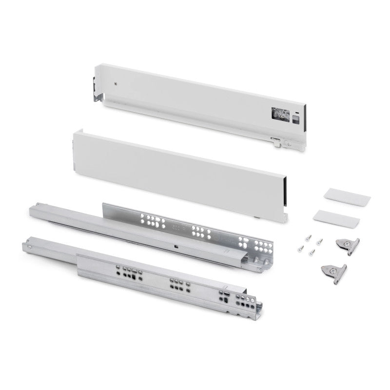 Cassetto esterno Vertex con regolazione 3D altezza 93mm, 40kg, profondità 350mm, Acciaio, Verniciato alluminio