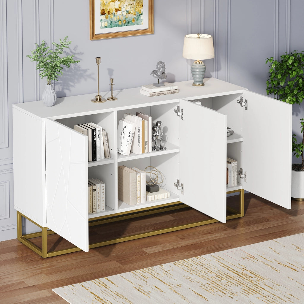 Credenza lucida moderna - Zephmum- 130 cm, 4 scomparti