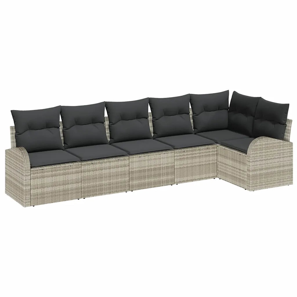 Set Divano da Giardino 6 pcs Grigio chiaro polyrattan