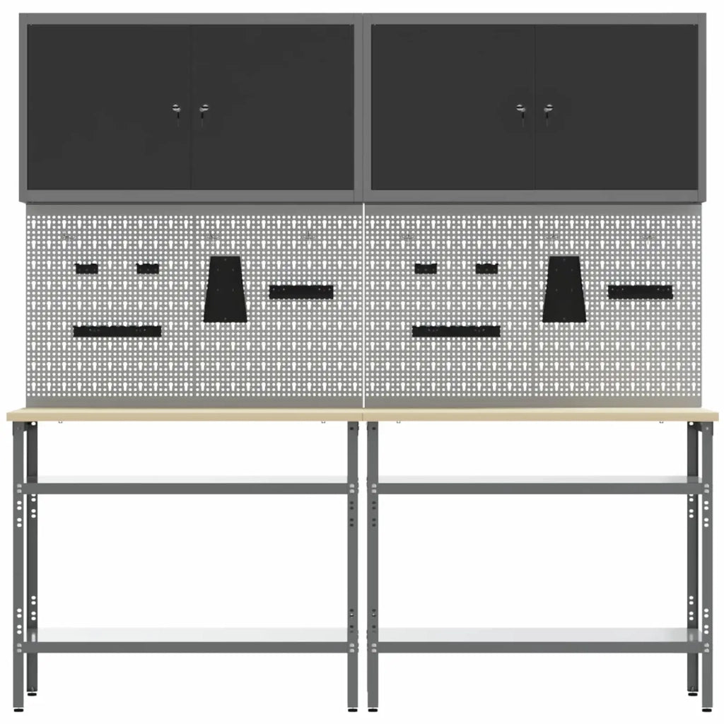 Set banco da lavoro con lo scaffale 8 pcs Nero e Grigio 3321500