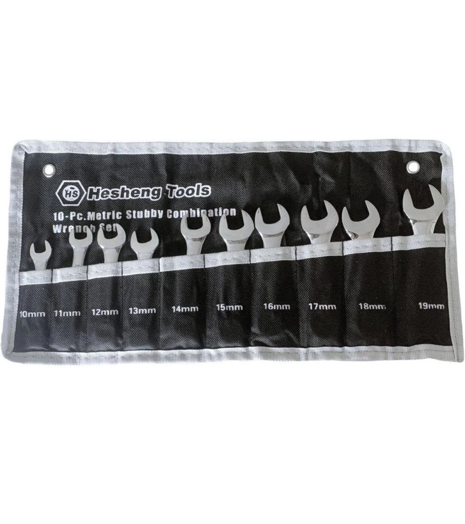 10 Chiavi combinate a forchetta e poligonale extra corte da 10 a 19 mm