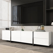 Mobile TV Lowboard ¨C MINIMAL ¨C Bianco Lucido, Nero, con Ante e Cassetti