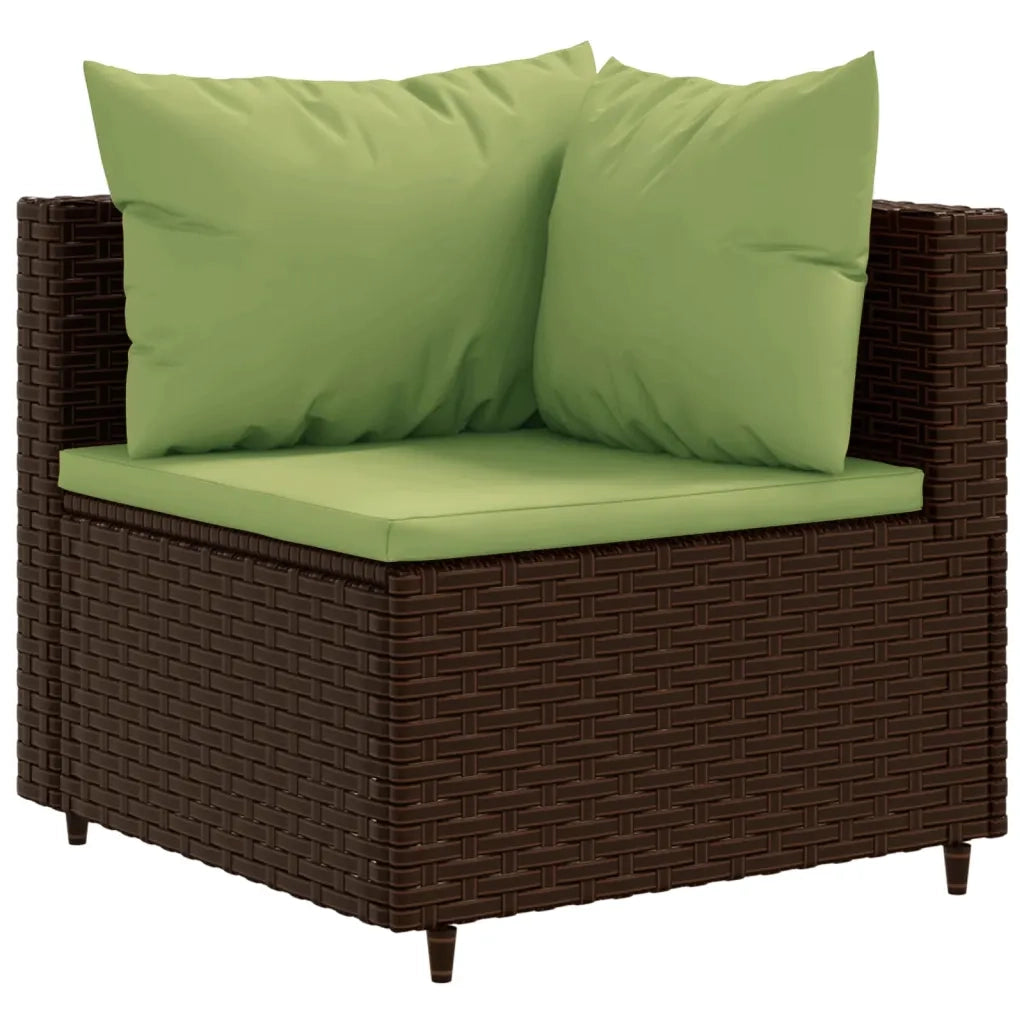 Set Divani da Giardino 9pz con Cuscini Marrone in Polyrattan 3308318