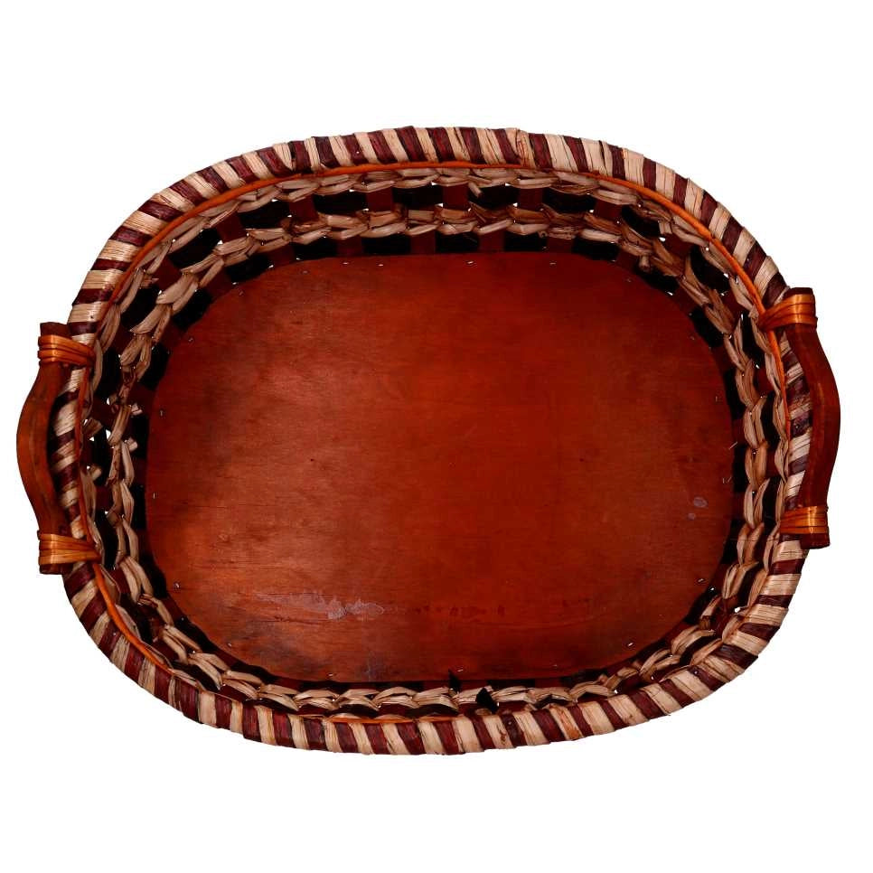 Cesta vimini intreccio crema noce ovalecm55x43h13