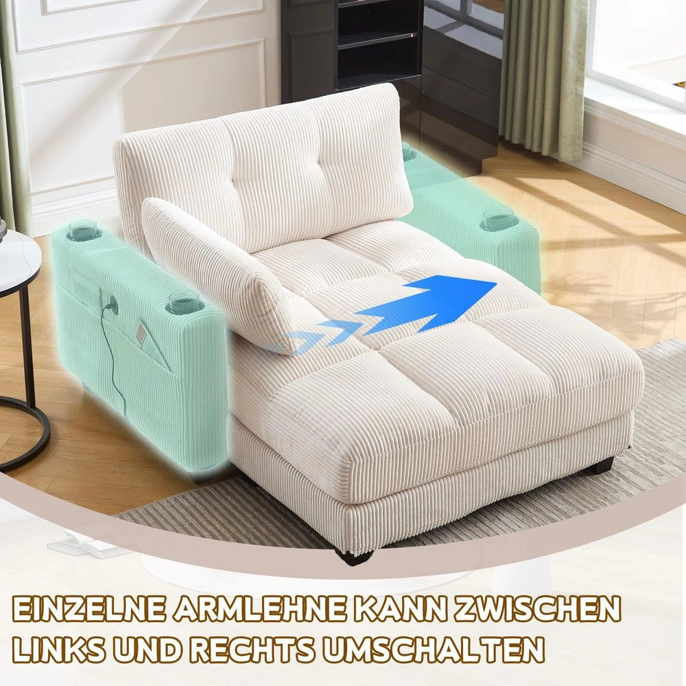 Poltrona palma - Xylo - cuscini rigati con portaoggetti beige