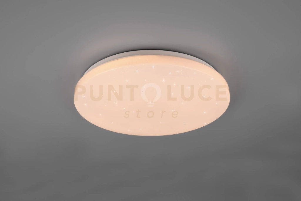 KIRA PLAFONIERA LED 18W 2000lm, 3000 - 6000K  DIFFUSORE BIANCO EFFETTO STELLE RGB E TELECOMANDO MULTIFUNZIONE D.38CM DIMMERABILE