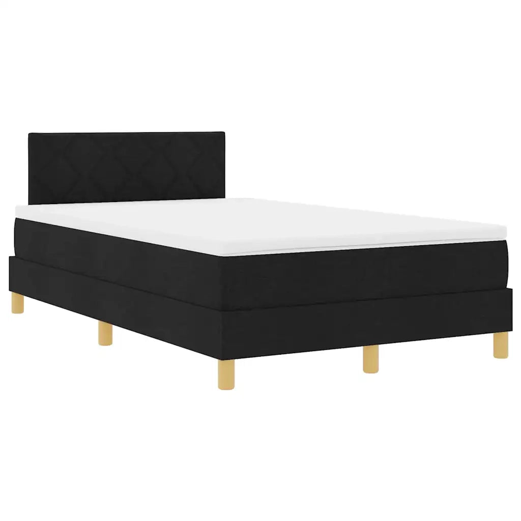 Letto a Sorgente LED con materasso Nero 120 x 190 cm Tessuto