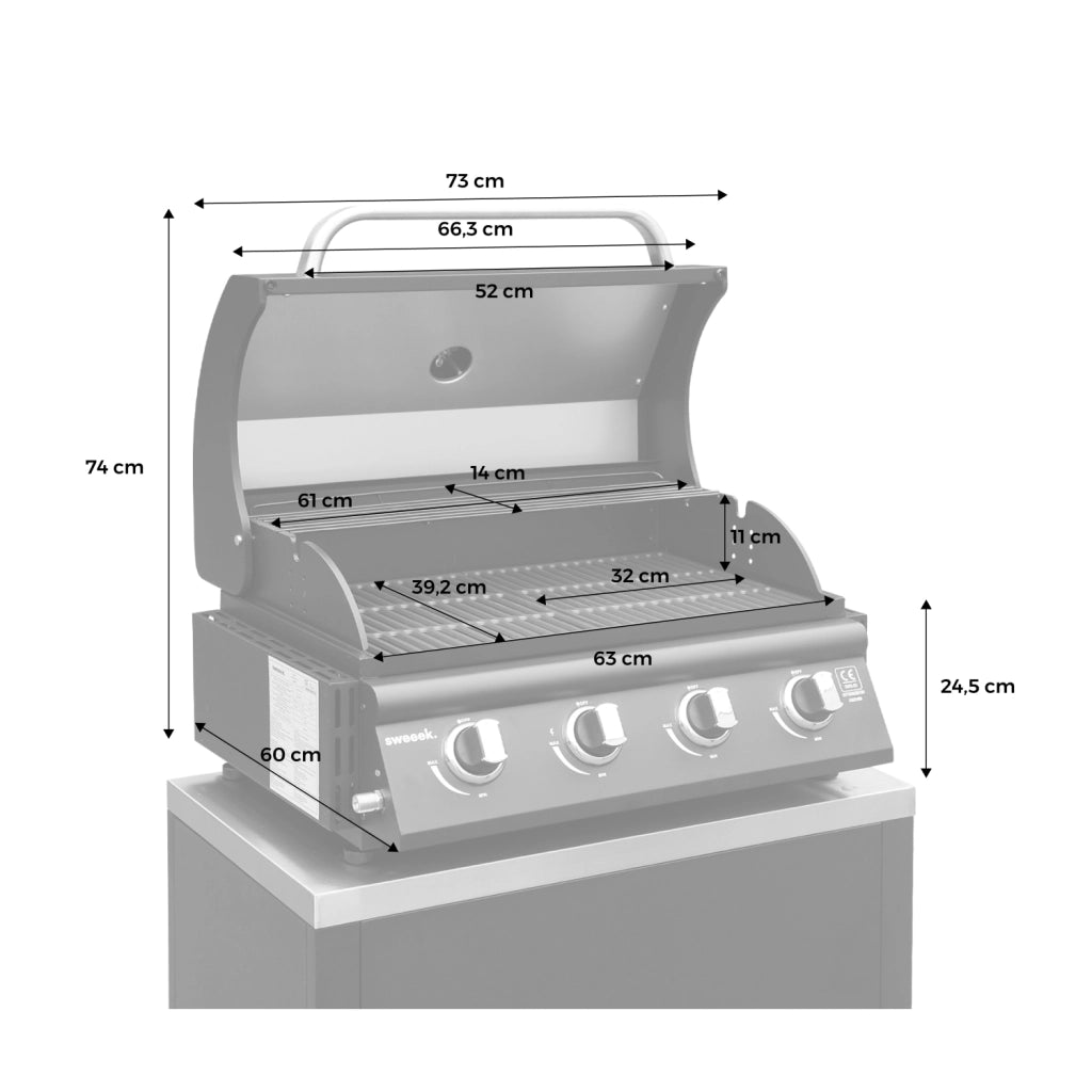 Barbecue a gas 4 bruciatori, da posare su mobile sweeek.