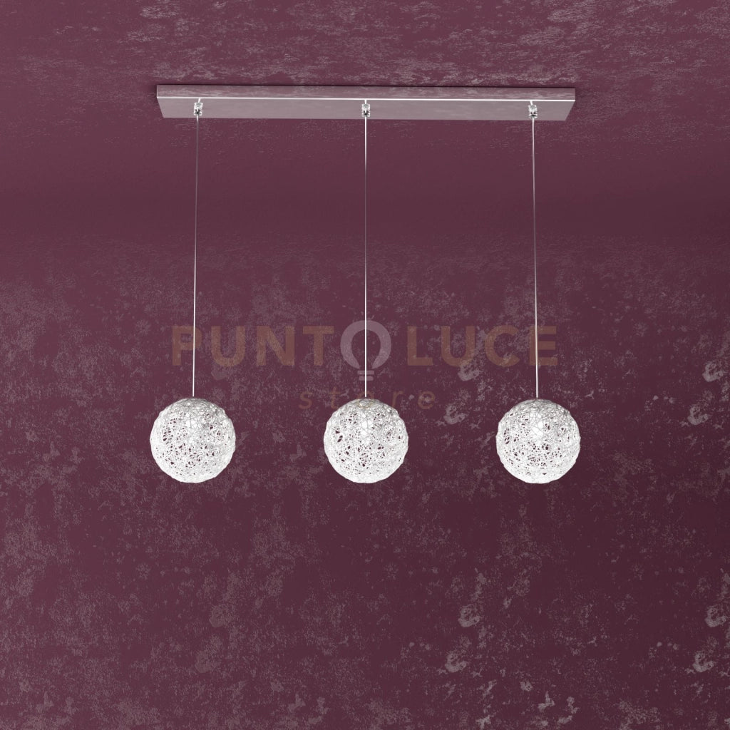 WILLOW SOSPENSIONE RETTANGOLARE 3 LUCI DECORO GOMITOLO 1098-S3 R-GO