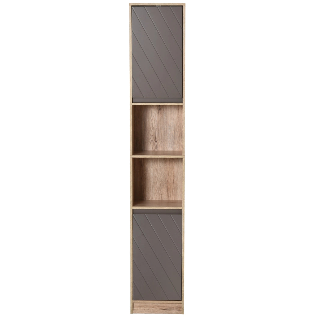 Colonna bagno ¨C Minimal ¨C 2 ante 2 nicchie rovere chiaro grigio 30x24x170