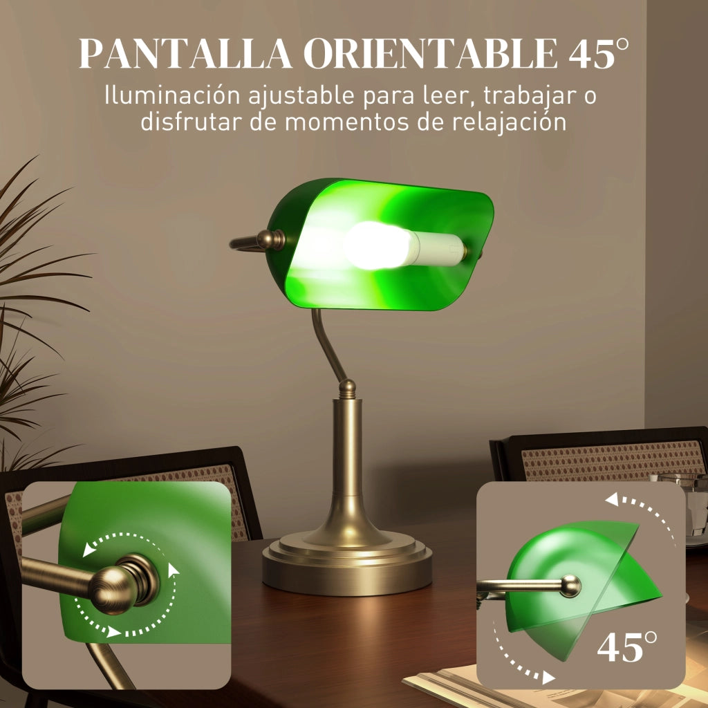 Lampada da Scrivania con Interruttore a Levetta e Paralume Regolabile ¨C Minimal ¨C Verde