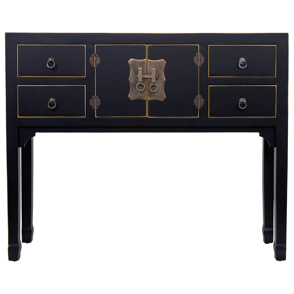 Mobile da ingresso in legno con 4 cassetti e 2 porte 95x26x78