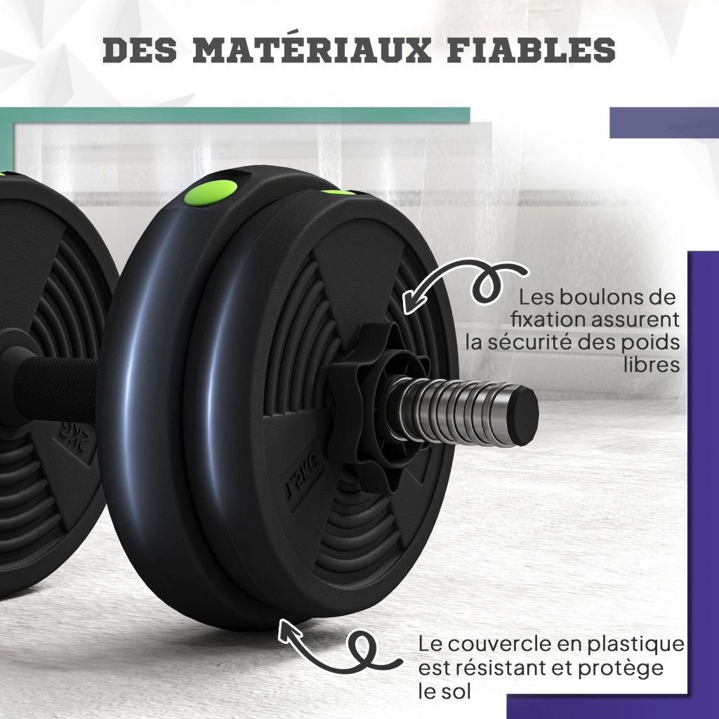 Manubri Regolabili 2 in 1 ¨C Minimal ¨C 15 kg Nero e Verde