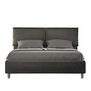 BS COM Letto matrimoniale con rete imbottito 160x190 microfibra grigio