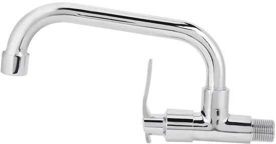 Kraan per acqua fredda a muro con rotazione di 360 gradi - 16 cm di altezza - diametro di goccia 22-30 mm - costruito in ottone/acciaio inossidabile - per uso singolo per acqua fredda