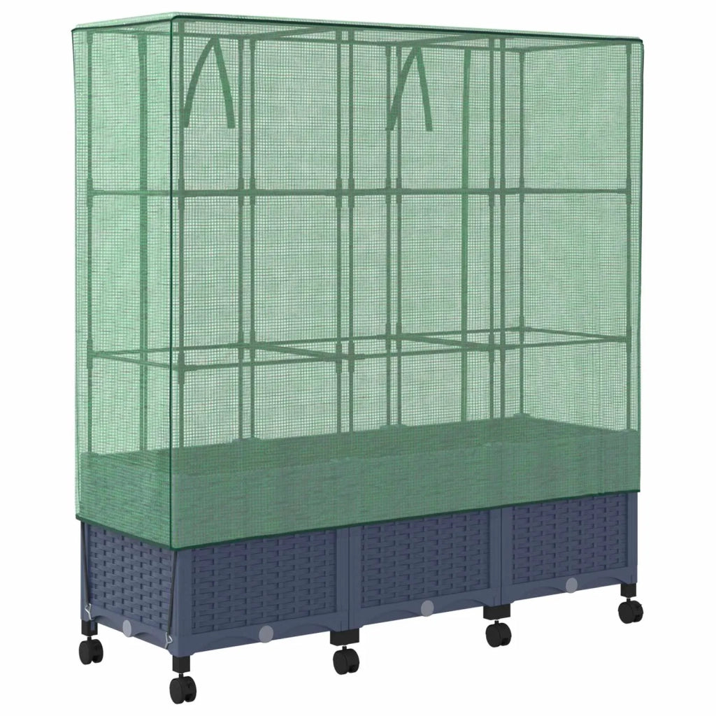 Vaso da Giardino con Copertura per Serra e Ruote 3 pz PP 3423068