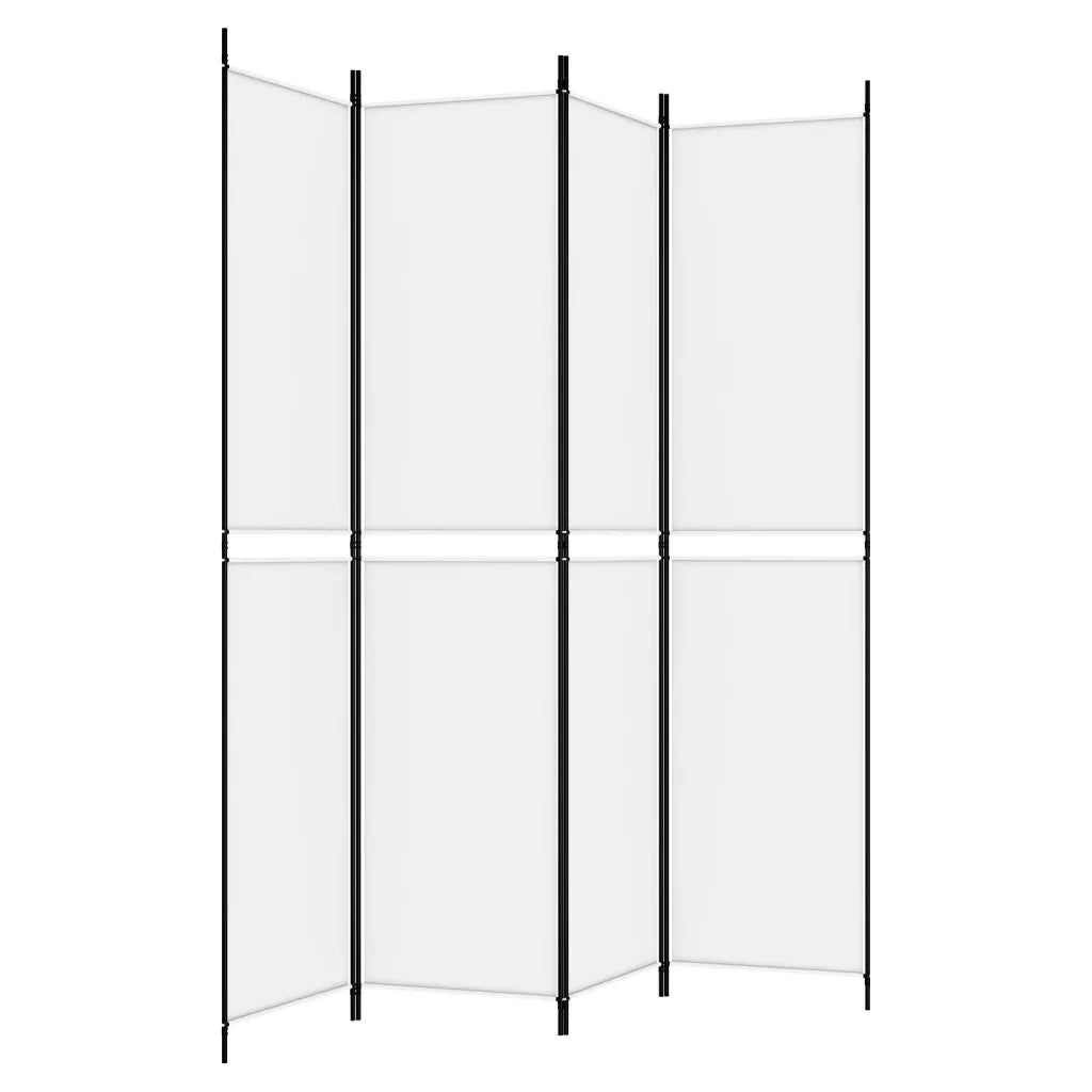Divisorio a 4 Pannelli Bianco 200x220 cm Tessuto 350246