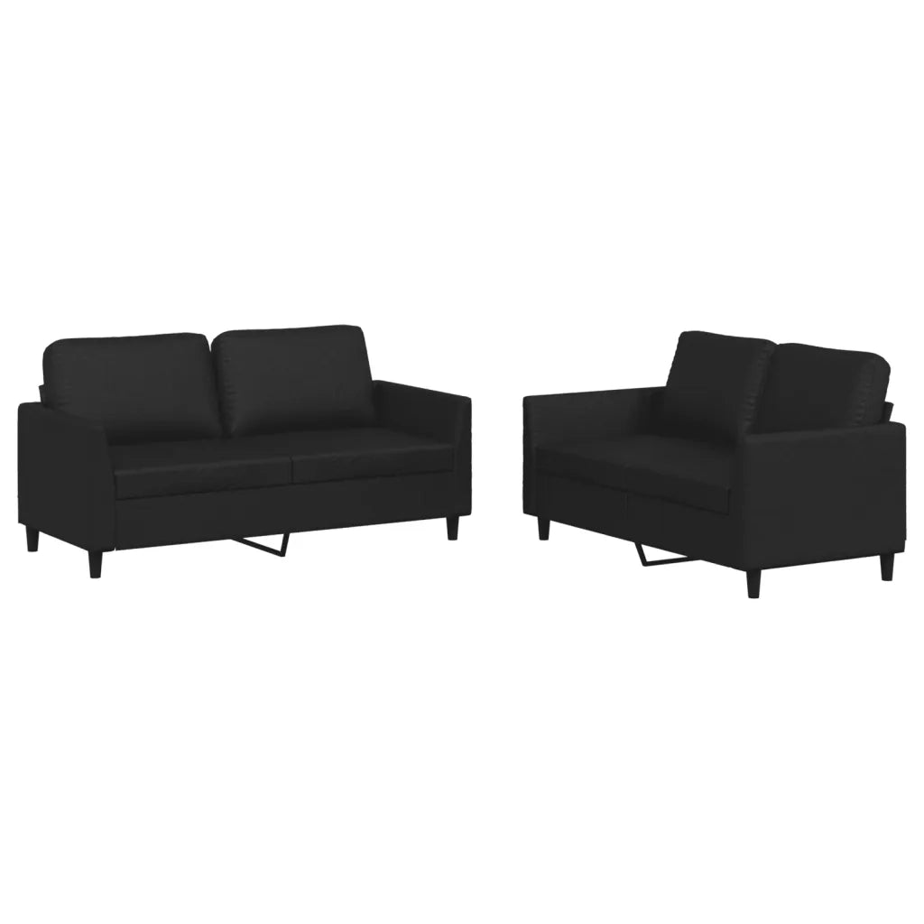 Set di Divani 2 pz con Cuscini Nero in Similpelle 3201750