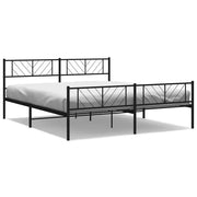 Letto matrimoniale | Letto per adulti | Giroletto con Testiera e Pediera Metallo Nero 193x203 cm