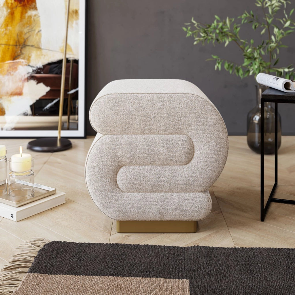 Pouf in legno "Sally" 40 x 42 x 42 cm - Crema