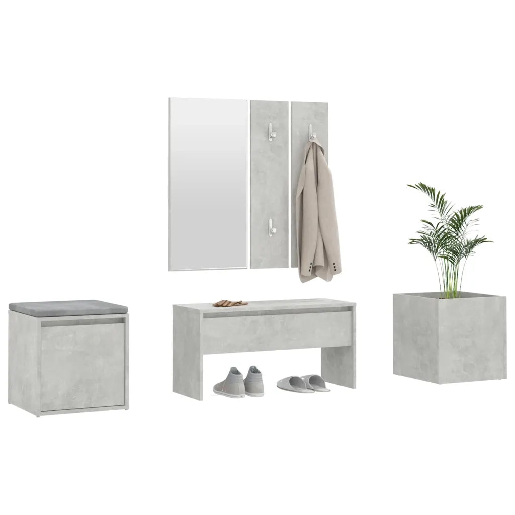 Set di Mobili da Corridoio Grigio Cemento in Legno Multistrato 3082066