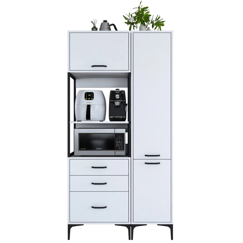 Madia Lotzorai, Credenza 8 Ripiani, 100x40x199h cm Bianco