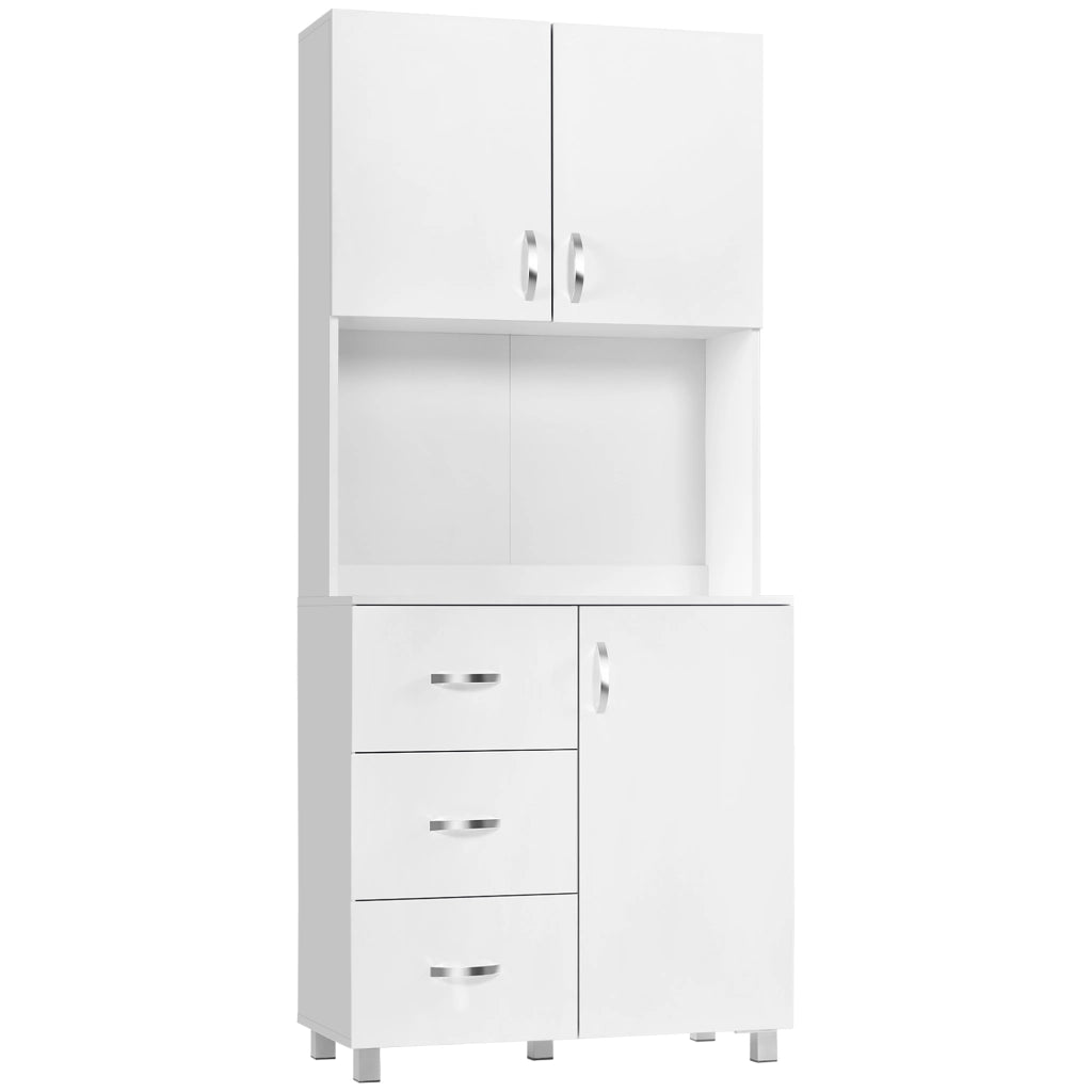 Credenza Moderna Bianco ¨C Xylo ¨C Legno, 2 Ante, 3 Cassetti, Mensole Regolabili, 80x39.5x183.5cm