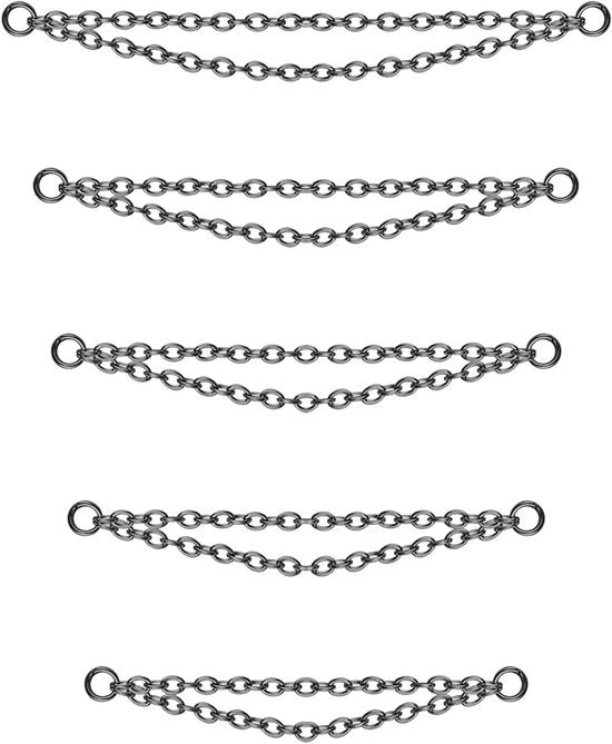 Set di 5 Anelli per Neus Piercing, Argento, Accessori per Piercing per Uomo e Donna