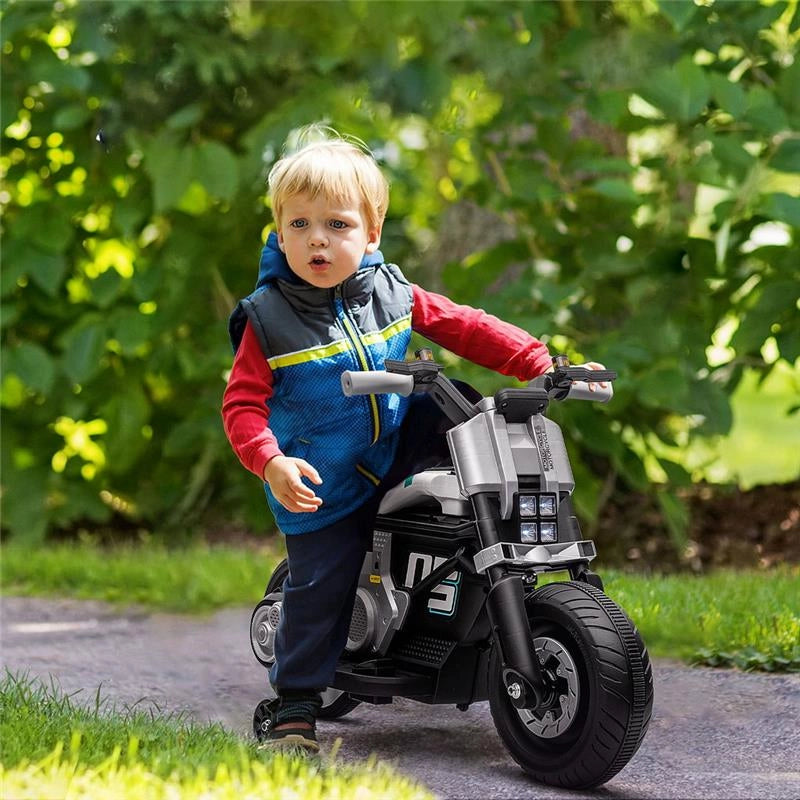 MOTO ELETTRICA CON ROTELLE PER BAMBINI 3-5 ANNI BIANCA E NERA