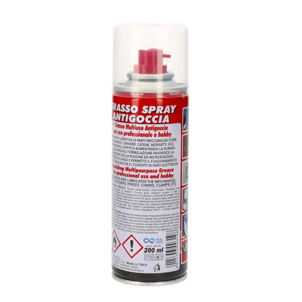GRASSO SPRAY LUBRIFICANTE MULTIUSO CHE PENETRA PURIFICA A FONDO E PROTEGGE DALLA RUGGINE 200 ML