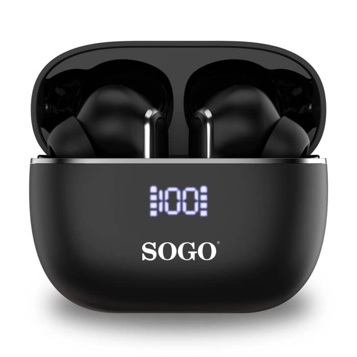Auricolari bluetooth TWS senza fili 5.4, cancellazione rumore ANC 25dB, 4 microfoni, autonomia 5 ore + 25 ore custodia - SOGO