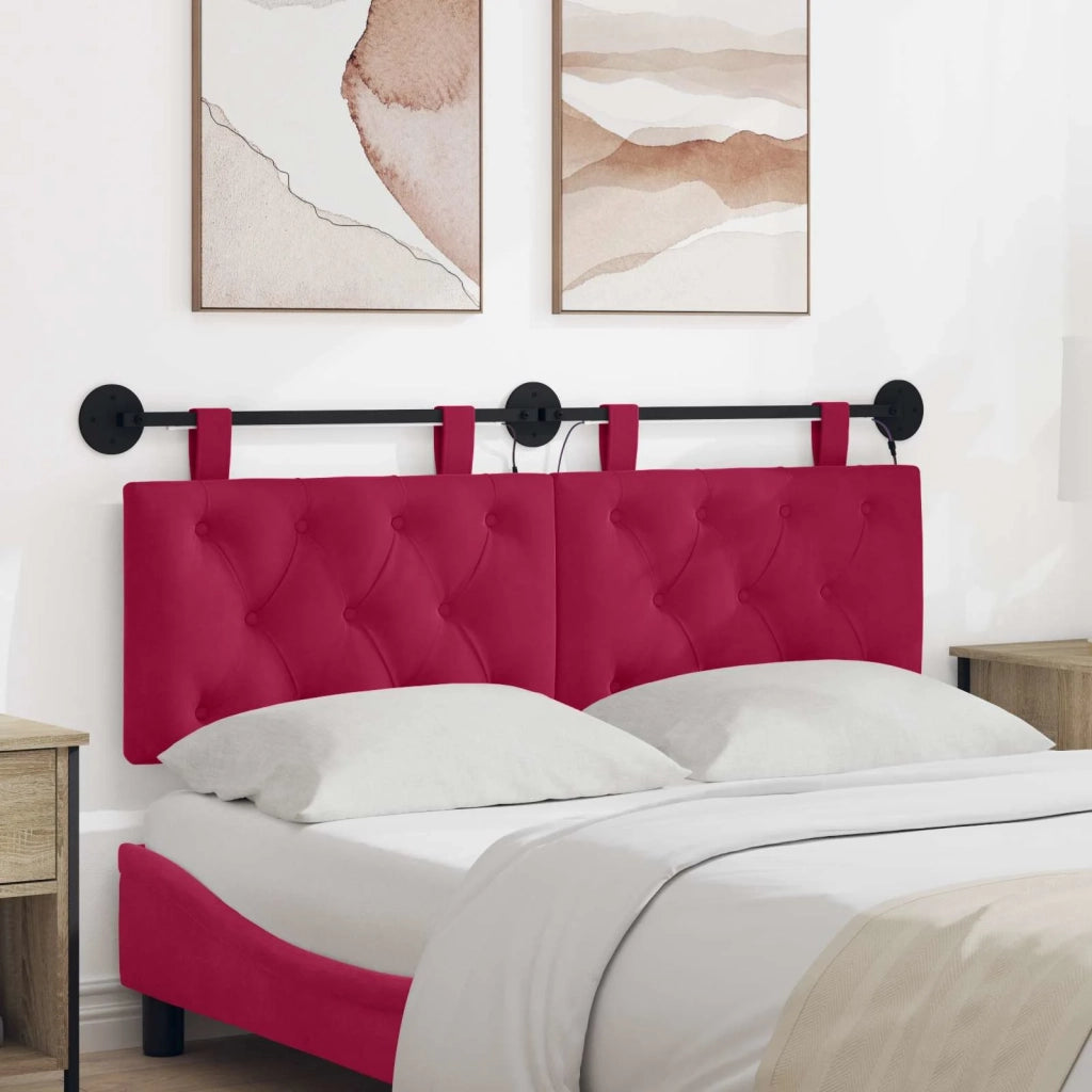 Testiera sospesa Con luce LED Rosso Vino Velluto 3424642