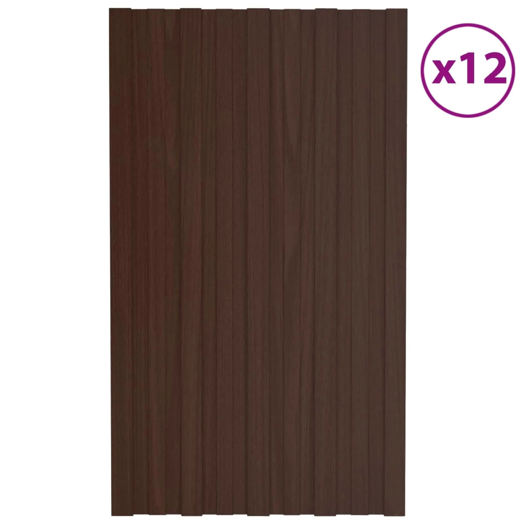 Pannello per tetto 12 pcs Marrone 80 x 45 cm Acciaio zincato 42047115