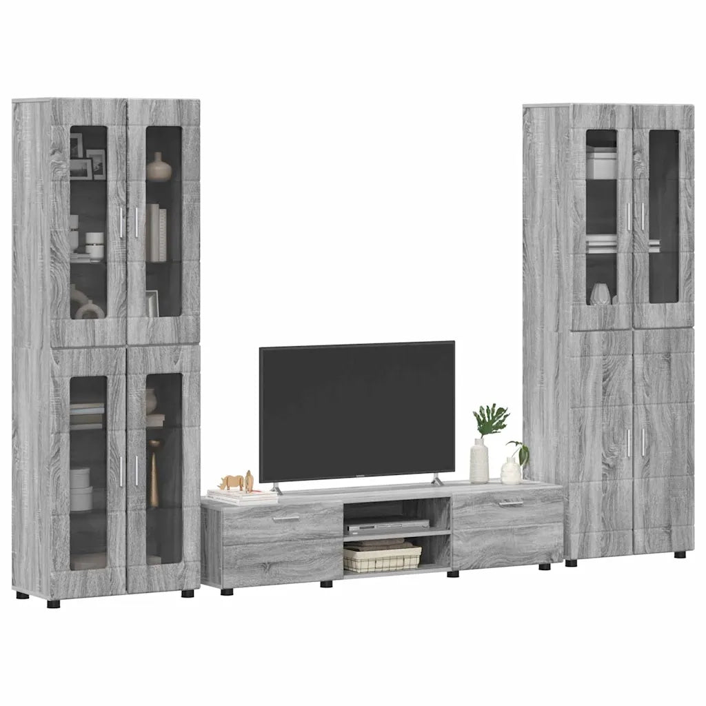 Set mobile TV con porta FLORIN Grigio Sonoma Legno multistrato