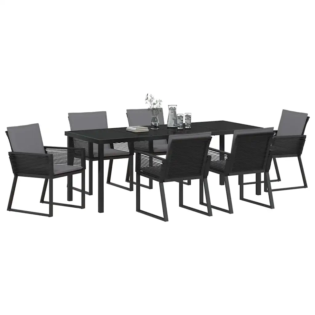 Set da Pranzo per Giardino 7 pcs Nero 3379322