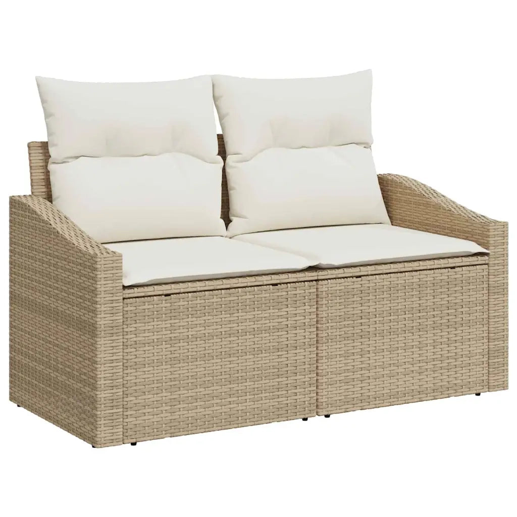 Set Divano da Giardino con cuscino 9 pcs Beige polyrattan
