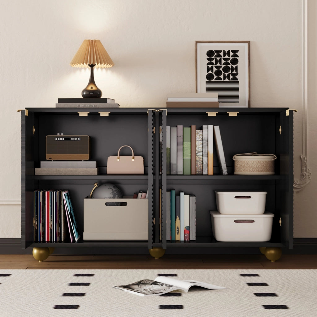 Credenza con Ante e Ripiani ¨C MINIMAL ¨C Legno, Gambe Sferiche