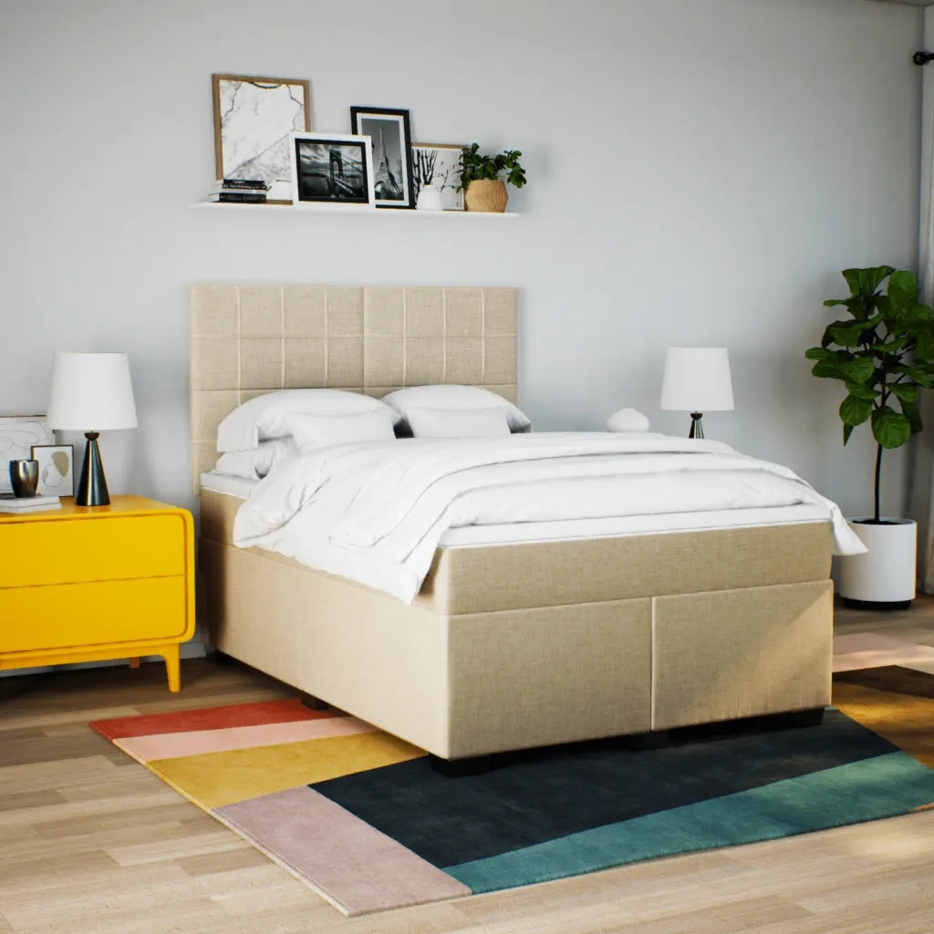 Giroletto a Molle con Materasso Crema 140x200 cm in Tessuto