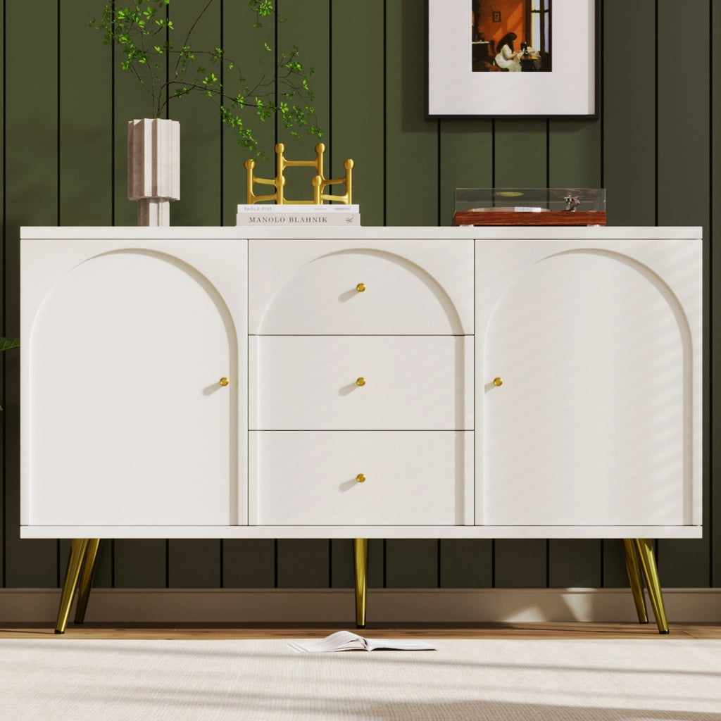 COMÒ 2 porte e 3 cassetti 140x40x84 cm Crema Bianco