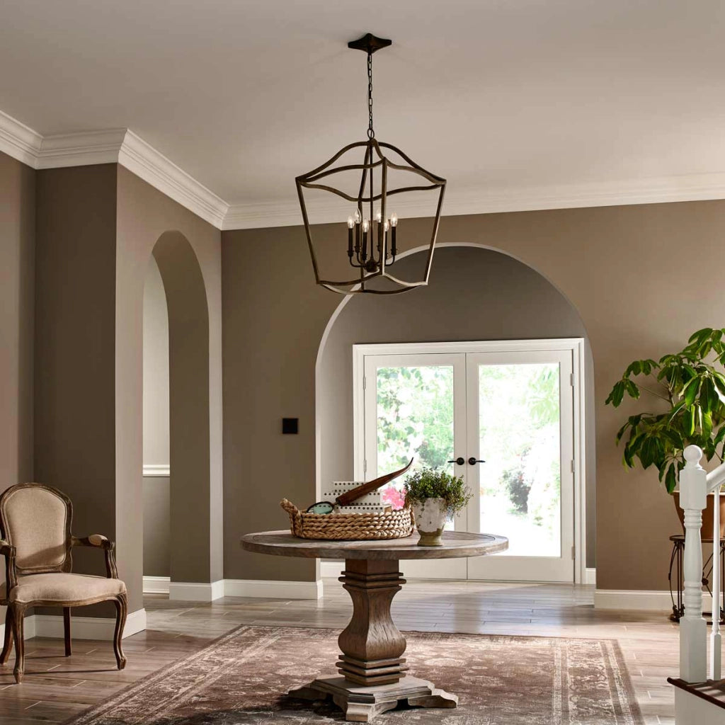 Lampadario Yarmouth rustico ottone anticato 6xE14 Feiss