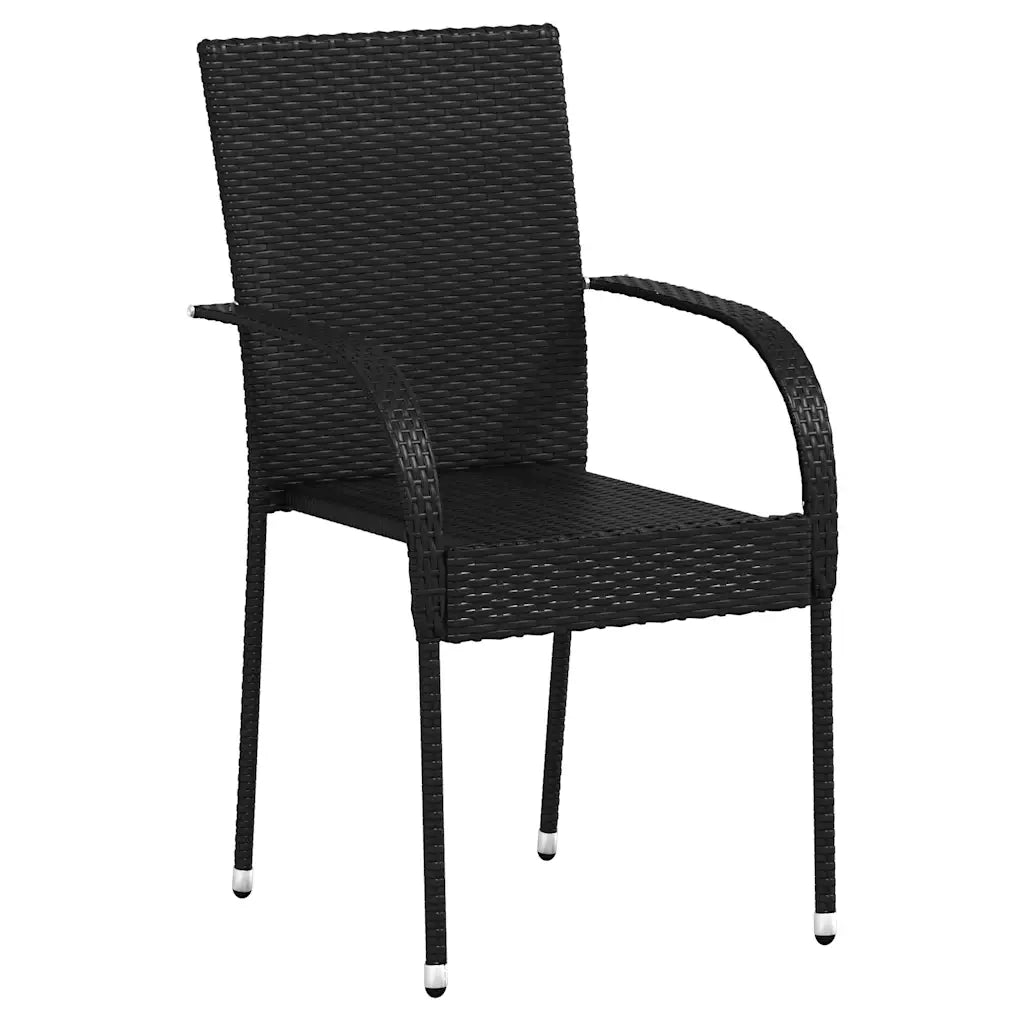 Sedie da Esterno Impilabili 4 pz in Polyrattan Nere 310084