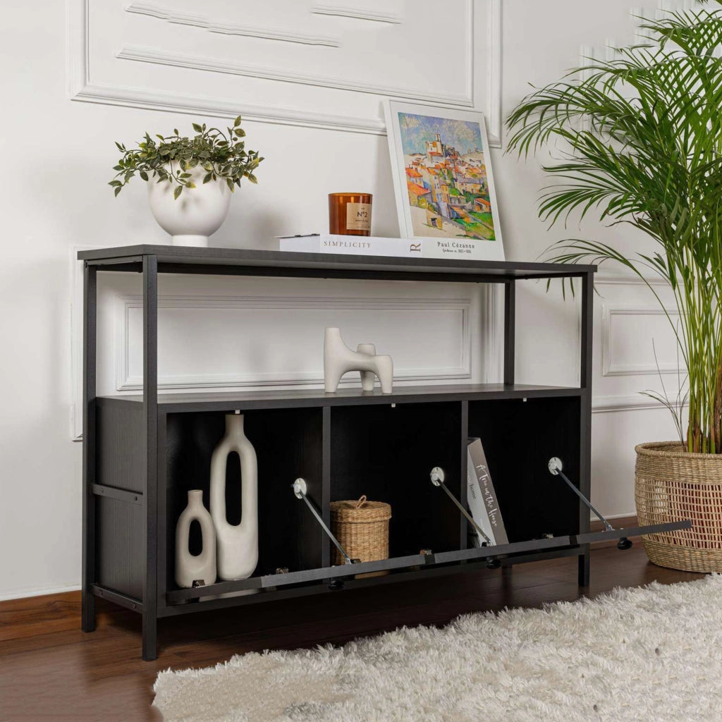 Madia Noda, Credenza 2 Ripiani, 120x30x77h cm Marrone Frassinato