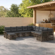 Set Divano da Giardino 11 pz Grigio e Grigio Scuro polyrattan 3435029